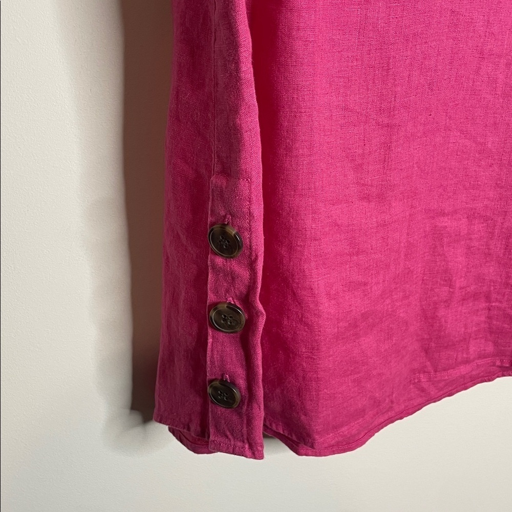 J. Jill | Love Linen Pink Side Button Shirt Dress in Rose Wine Size XS NWT - Picture 4 of 8